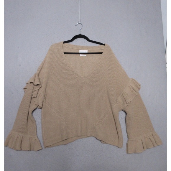 Eleven Six Sweater  XS Small Ruffle Baby Alpaca Made in Peru Knit Relaxed‎ - Picture 1 of 10